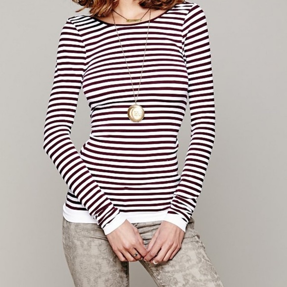 Seamless striped low back free people long sleeve - Picture 2 of 4